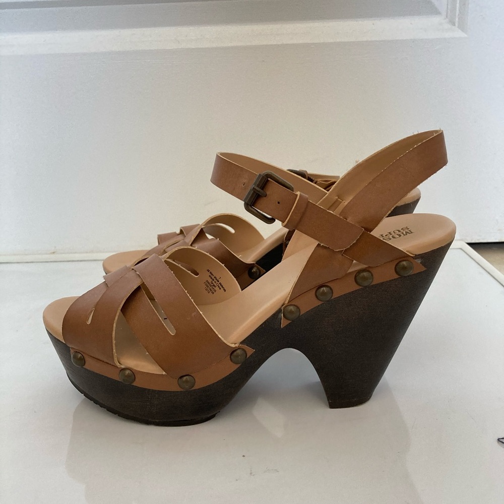 Cottage Core Clog Heels Studs Faux Leather